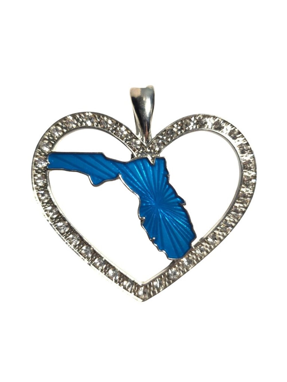 Heart Florida Pendant Blue Enamel statement Hinged bail crafting jewelry RMN